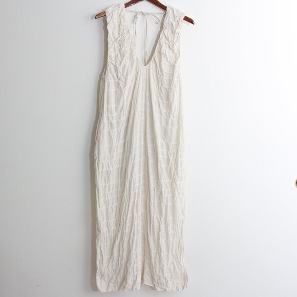 Free People Agatha Midi Dress White Cotton Sleeveless Slit V-Neck Size Small - Picture 10 of 16